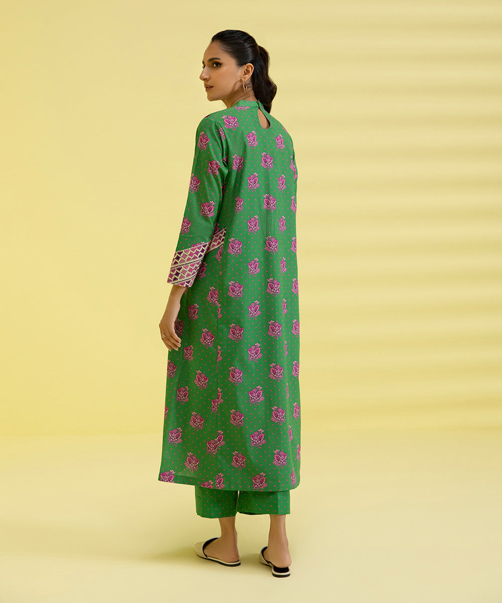 PRINTED LAWN SUIT - Green