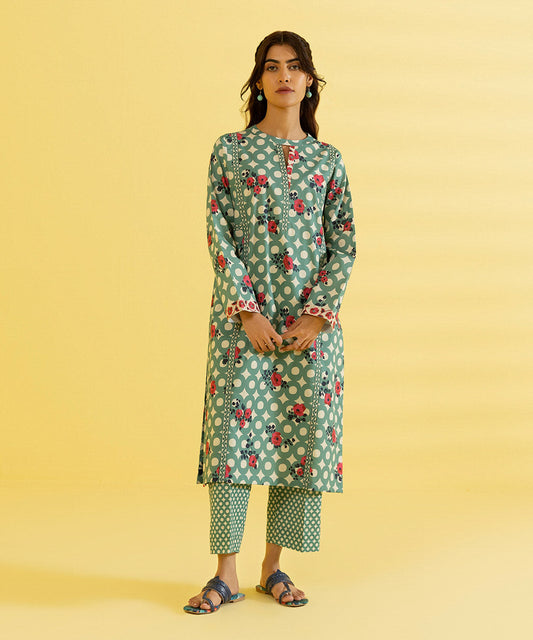PRINTED LAWN SUIT - Blue