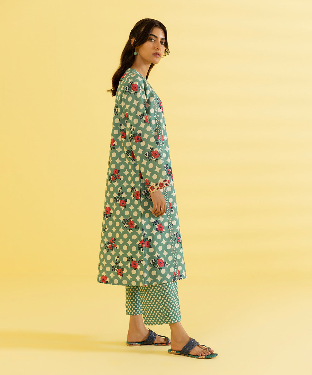 PRINTED LAWN SUIT - Blue