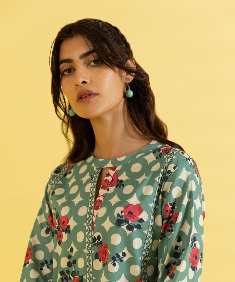 PRINTED LAWN SUIT - Blue