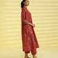 PRINTED LAWN SUIT - Red