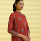 PRINTED LAWN SUIT - Red