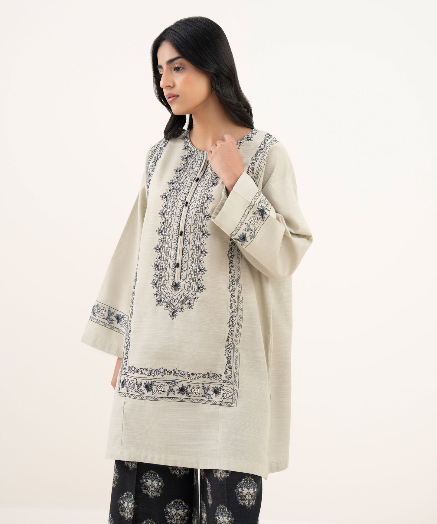 Embroidered Khaddar Shirt