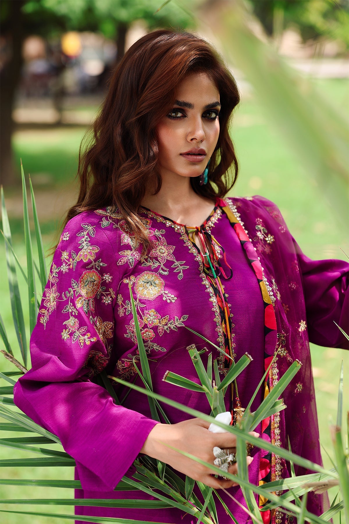 3-PC Embroidered Raw-Silk Suit CMA-5-106