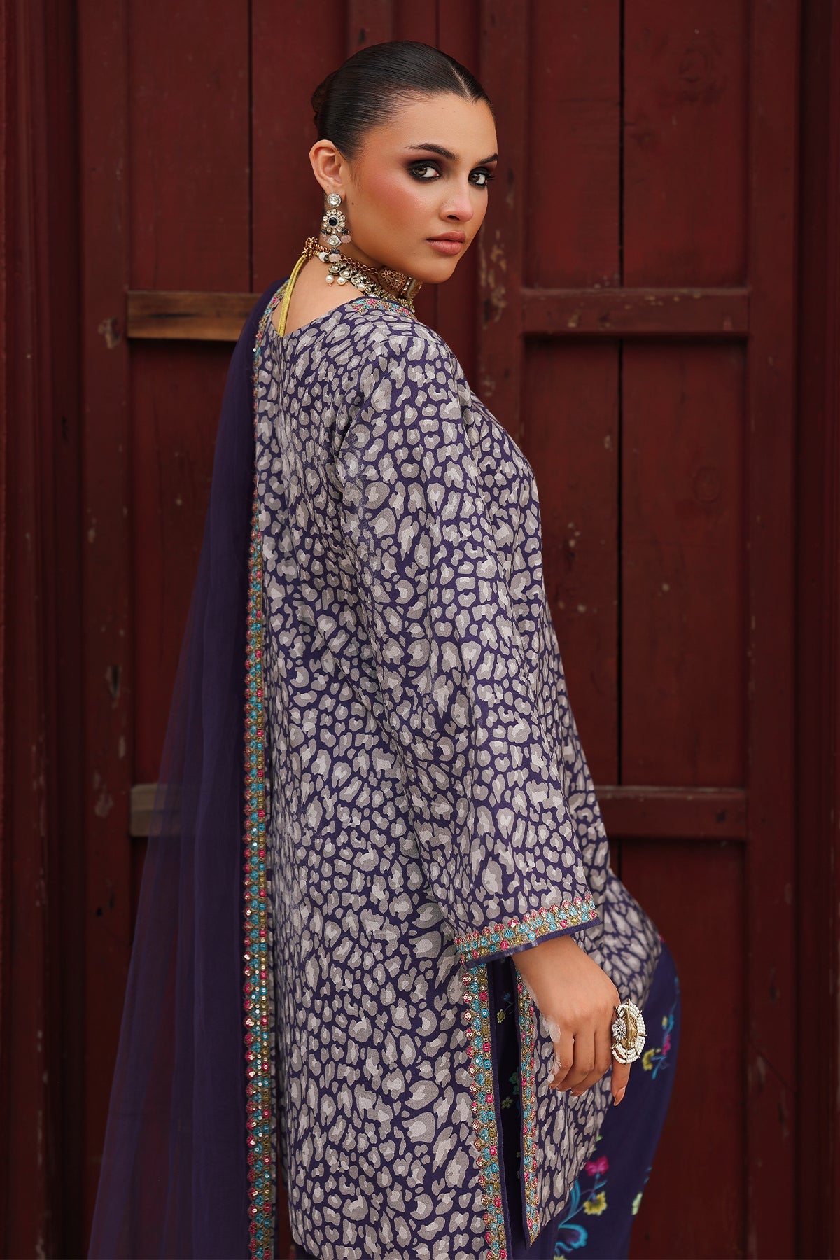 3-PC Embroidered Raw-Silk Suit CMA-5-121A