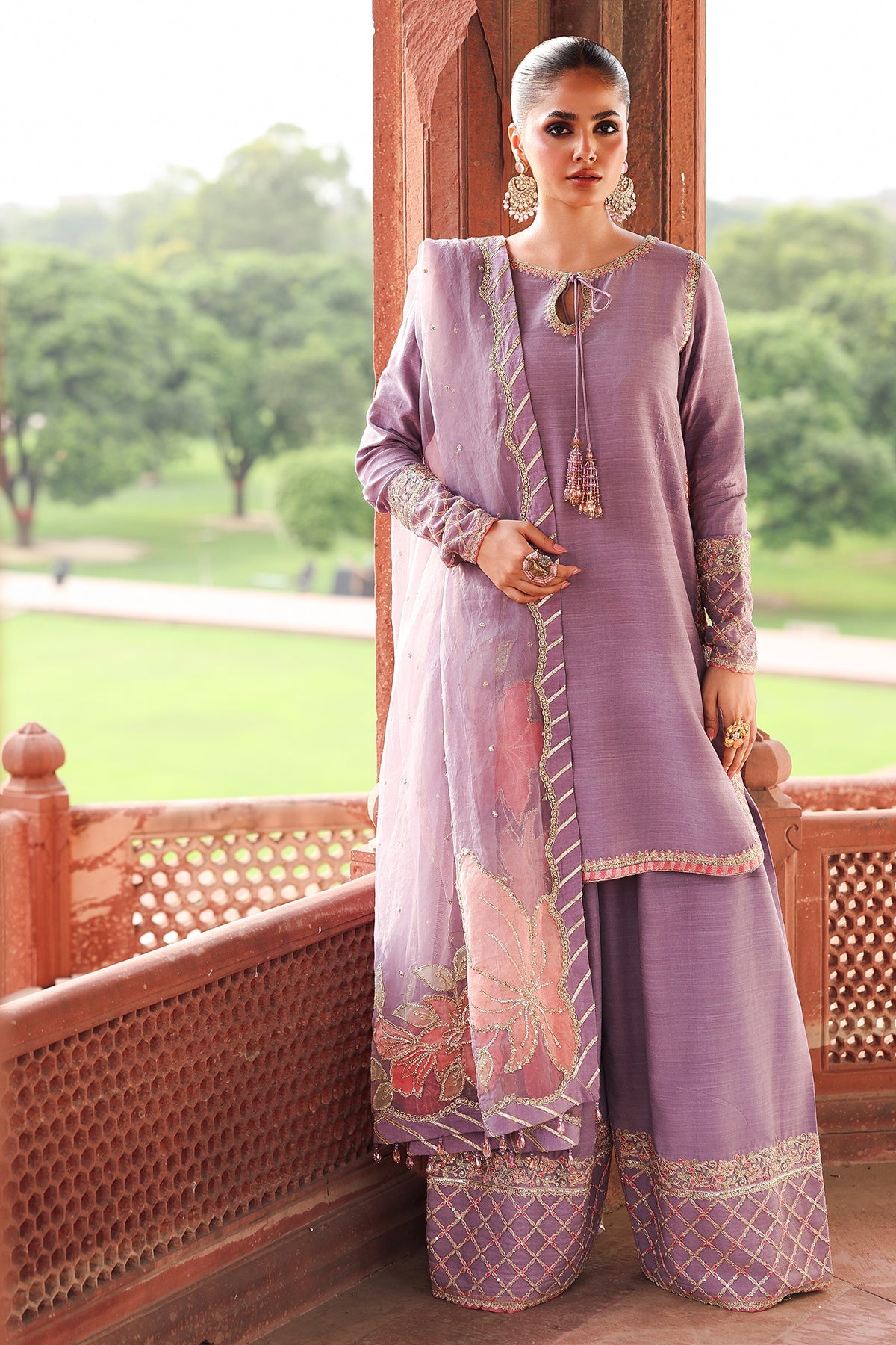 3-PC Embroidered Raw-Silk Suit CMA-5-064