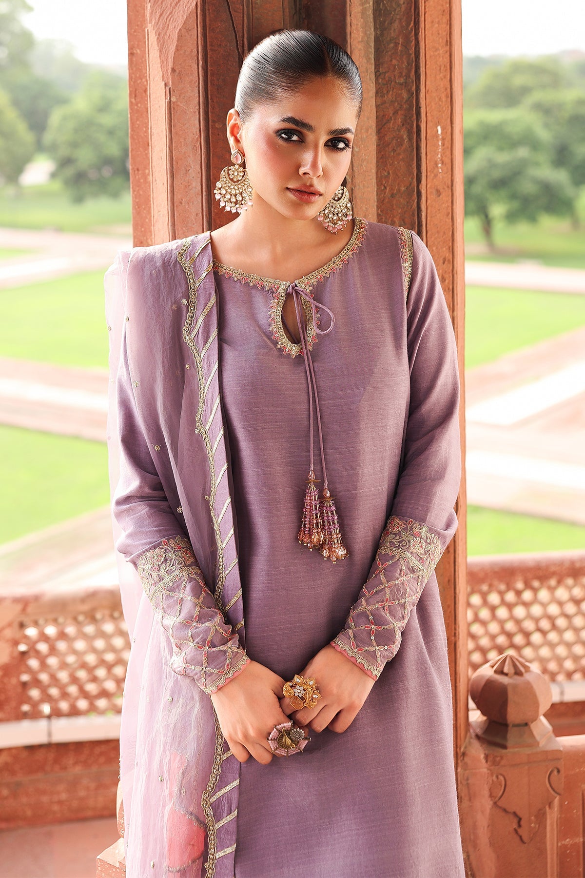 3-PC Embroidered Raw-Silk Suit CMA-5-064