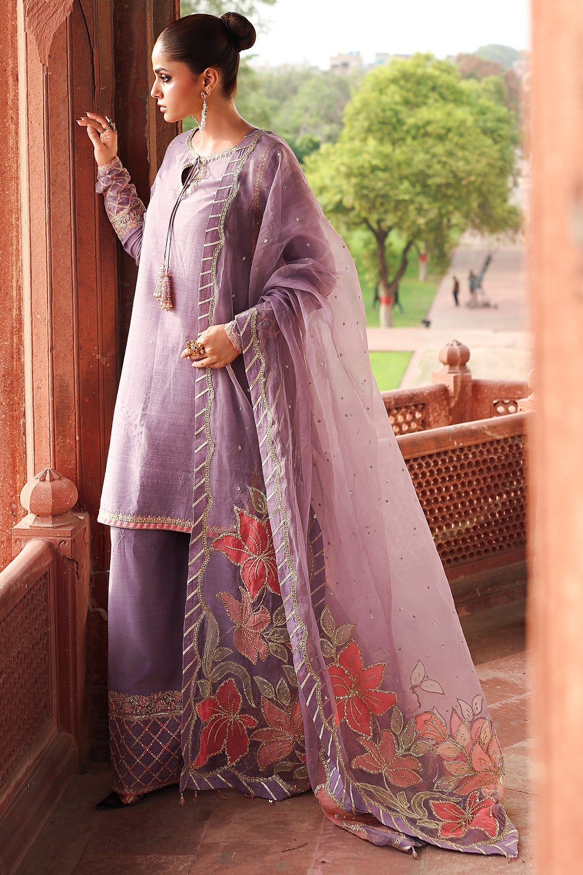 3-PC Embroidered Raw-Silk Suit CMA-5-064