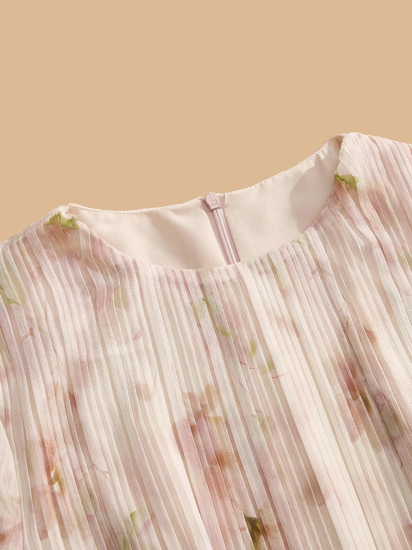 Pleated Round Neck Dress