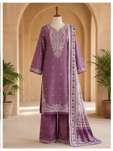 3pcs Emb Cotton Dress