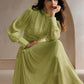 Sparkly Fabric Puffy Sleeve Waist Patchwork High Waist Dress