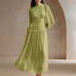 Sparkly Fabric Puffy Sleeve Waist Patchwork High Waist Dress