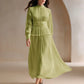 Sparkly Fabric Puffy Sleeve Waist Patchwork High Waist Dress