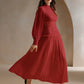 Sparkly Fabric Puffy Sleeve Waist Patchwork High Waist Dress