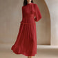 Sparkly Fabric Puffy Sleeve Waist Patchwork High Waist Dress