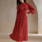 Sparkly Fabric Puffy Sleeve Waist Patchwork High Waist Dress