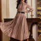 Retro Metallic Printed Ruffle Hem Dress For Women,