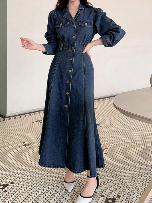 Women's Solid Color Denim Dress