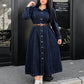 Plus Size Women's Long Casual Denim Shirt Dress