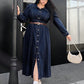 Plus Size Women's Long Casual Denim Shirt Dress