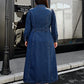 Plus Size Women's Long Casual Denim Shirt Dress