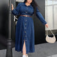 Plus Size Women's Long Casual Denim Shirt Dress