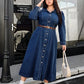 Plus Size Women's Long Casual Denim Shirt Dress