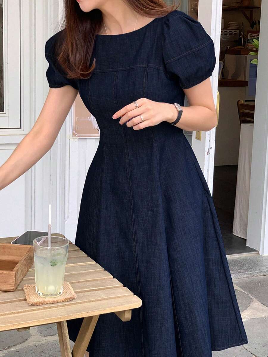 A-Line Short Denim Dress