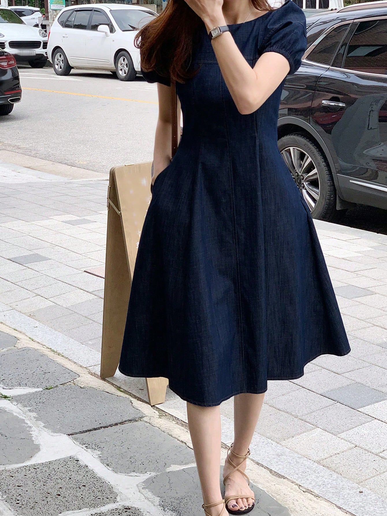 A-Line Short Denim Dress