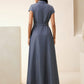 Open-Front Sleeveless Embroidery Floral Dress With Belt