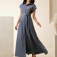 Open-Front Sleeveless Embroidery Floral Dress With Belt