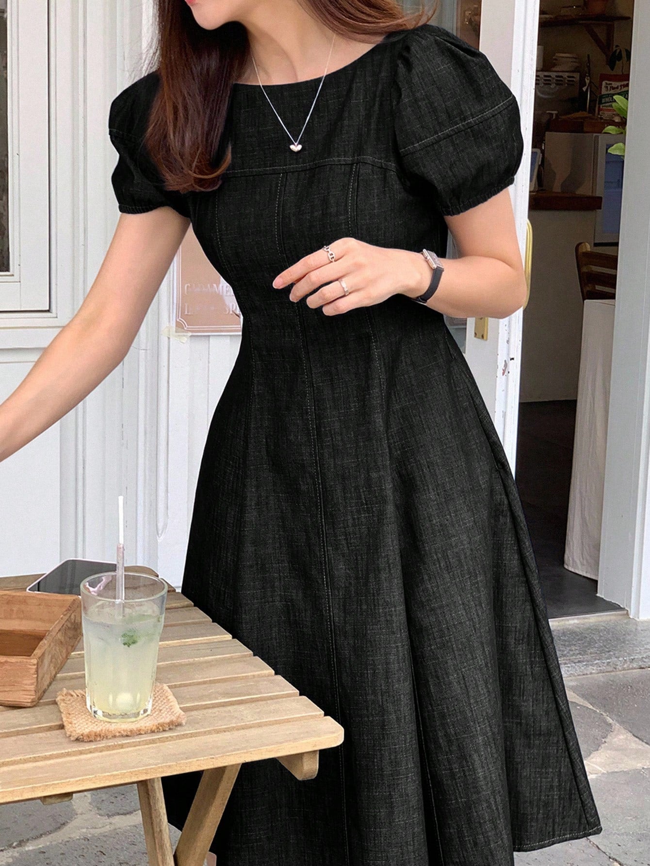 A-Line Short Denim Dress