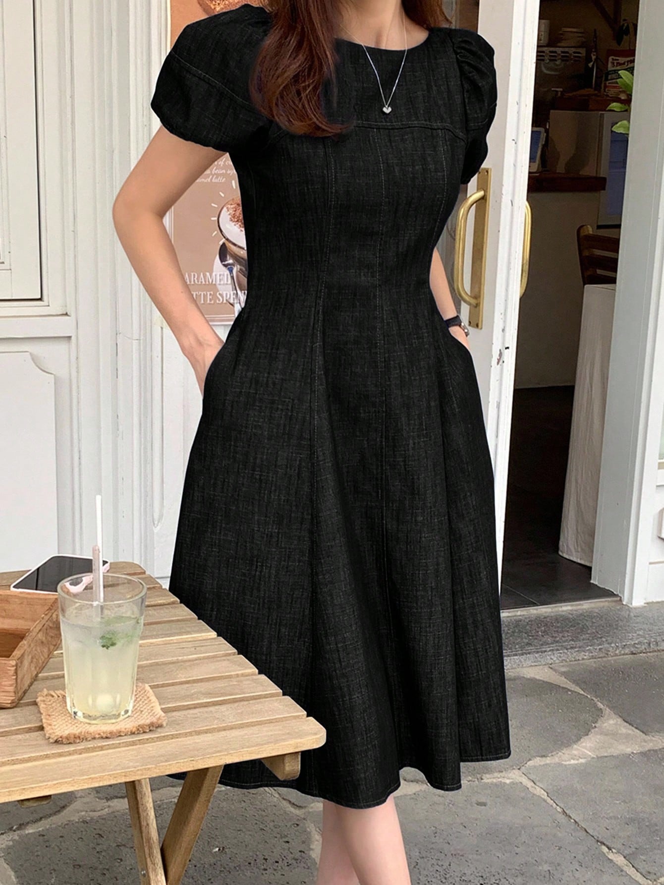 A-Line Short Denim Dress