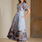 Elegant Multi-Color Floral Print Short Sleeve dress
