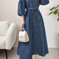 Denim Dress French Style Lantern Sleeves