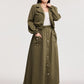 2pcs Set- Jacket With Stand Collar & Waist Gathering Skirt