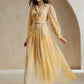 French Design Tie Dye Print Yellow Dress