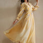 French Design Tie Dye Print Yellow Dress