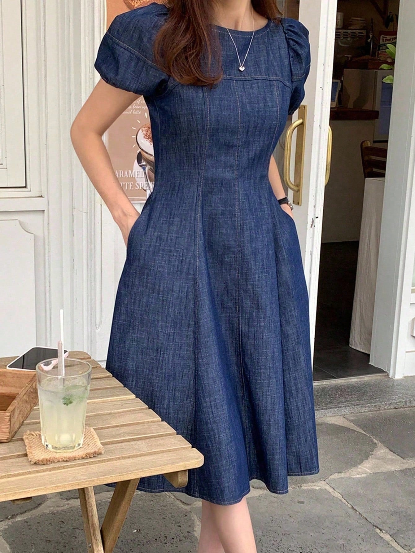 A-Line Short Denim Dress