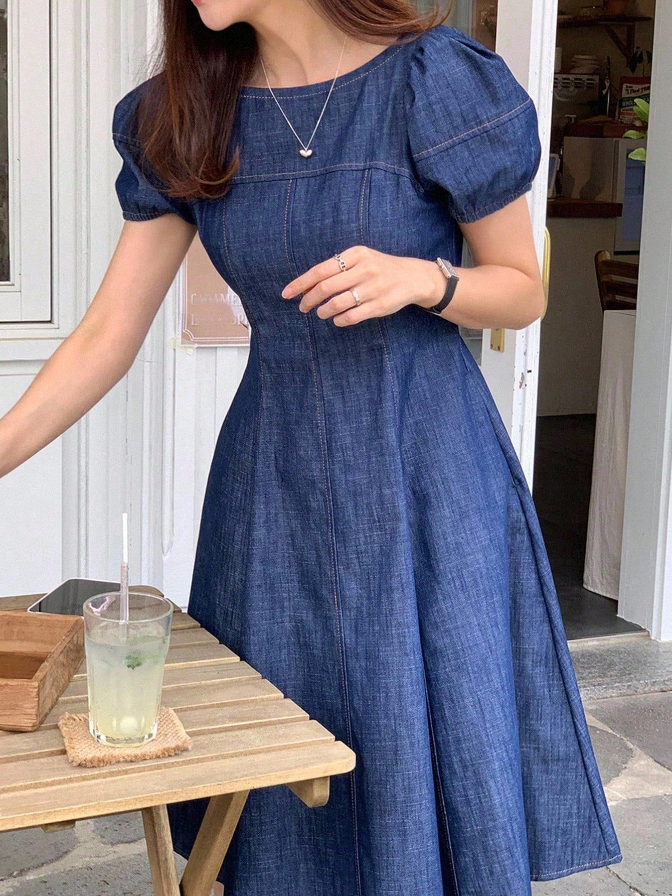 A-Line Short Denim Dress