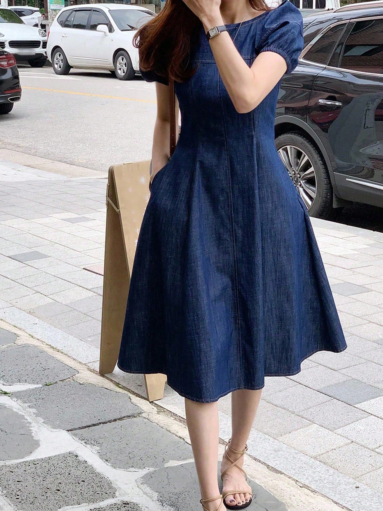 A-Line Short Denim Dress