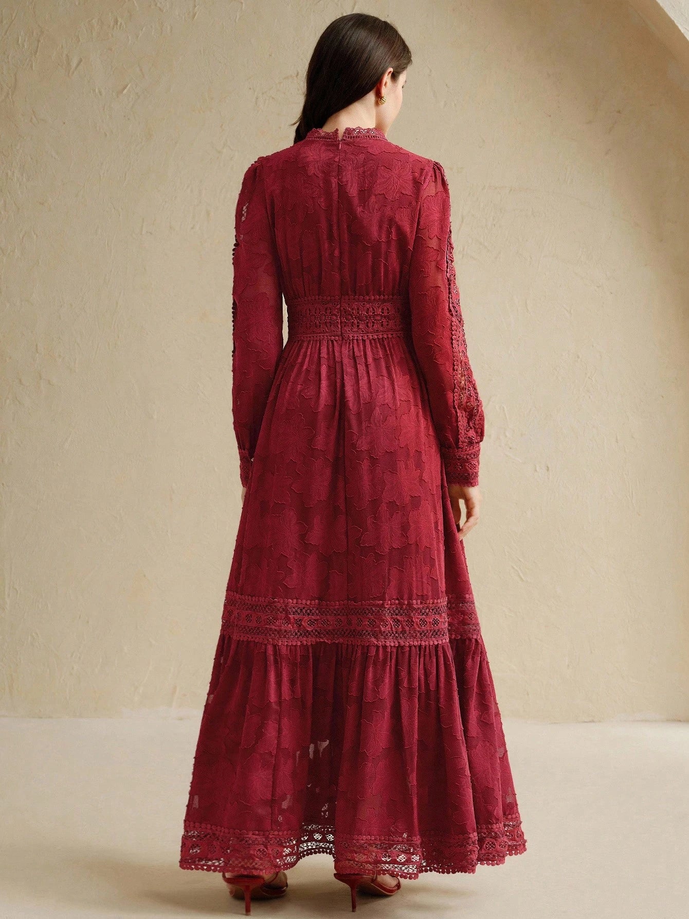 Contrast Lace Long Dress For Women
