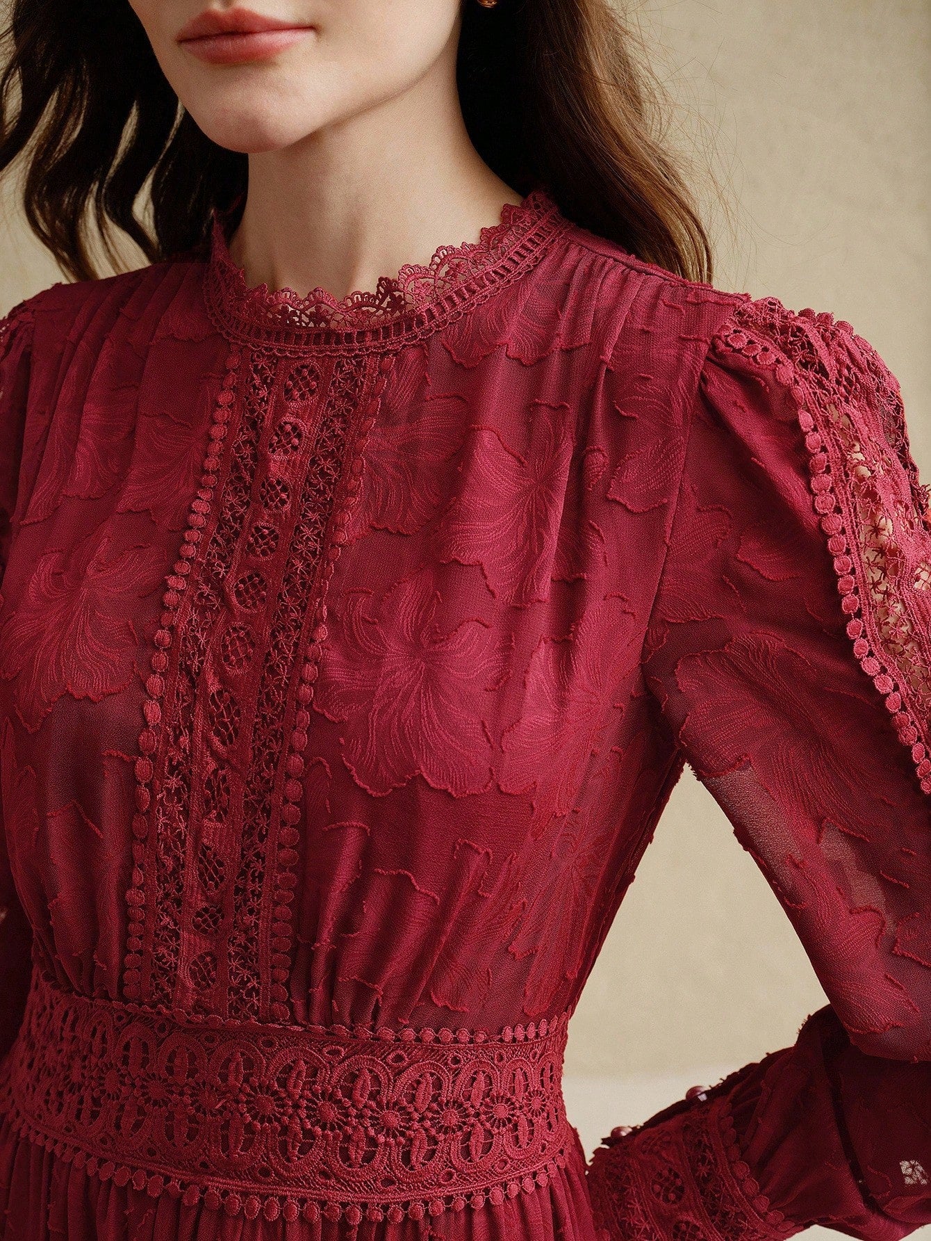 Contrast Lace Long Dress For Women