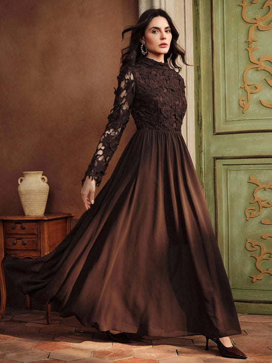 Lace Patchwork Flared Dress