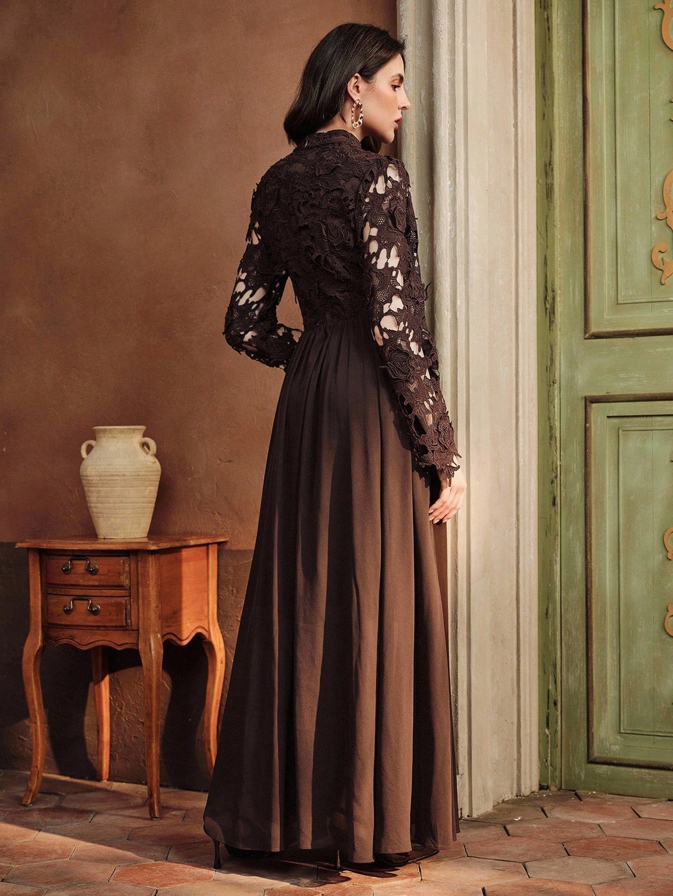 Lace Patchwork Flared Dress