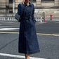 Women's Collared Long Sleeve Waist Cinched Denim Dress