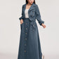 2pcs Set- Jacket With Stand Collar & Waist Gathering Skirt
