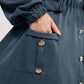 2pcs Set- Jacket With Stand Collar & Waist Gathering Skirt