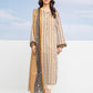 Dark Cream Printed Lawn 3 Piece