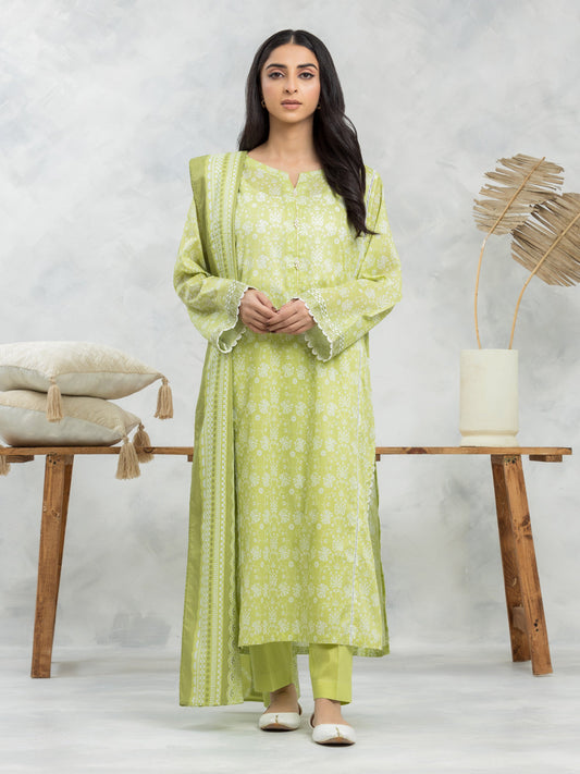 Lime Printed Lawn 3 Piece